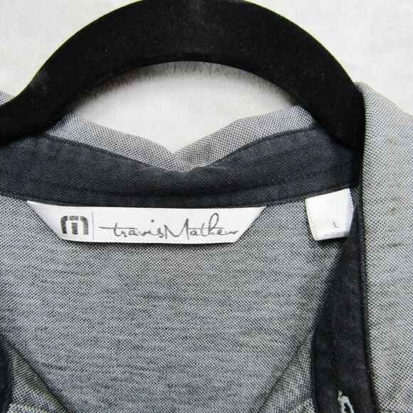 Travis Mathew Polo Shirt Mens Large Gray Black Solid Golf Logo - Picture 5 of 14